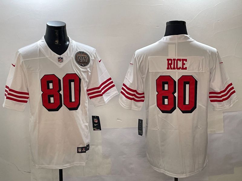 Men San Francisco 49ers #80 Rice White Throwback 2024 Nike Limited NFL Jersey style 01041